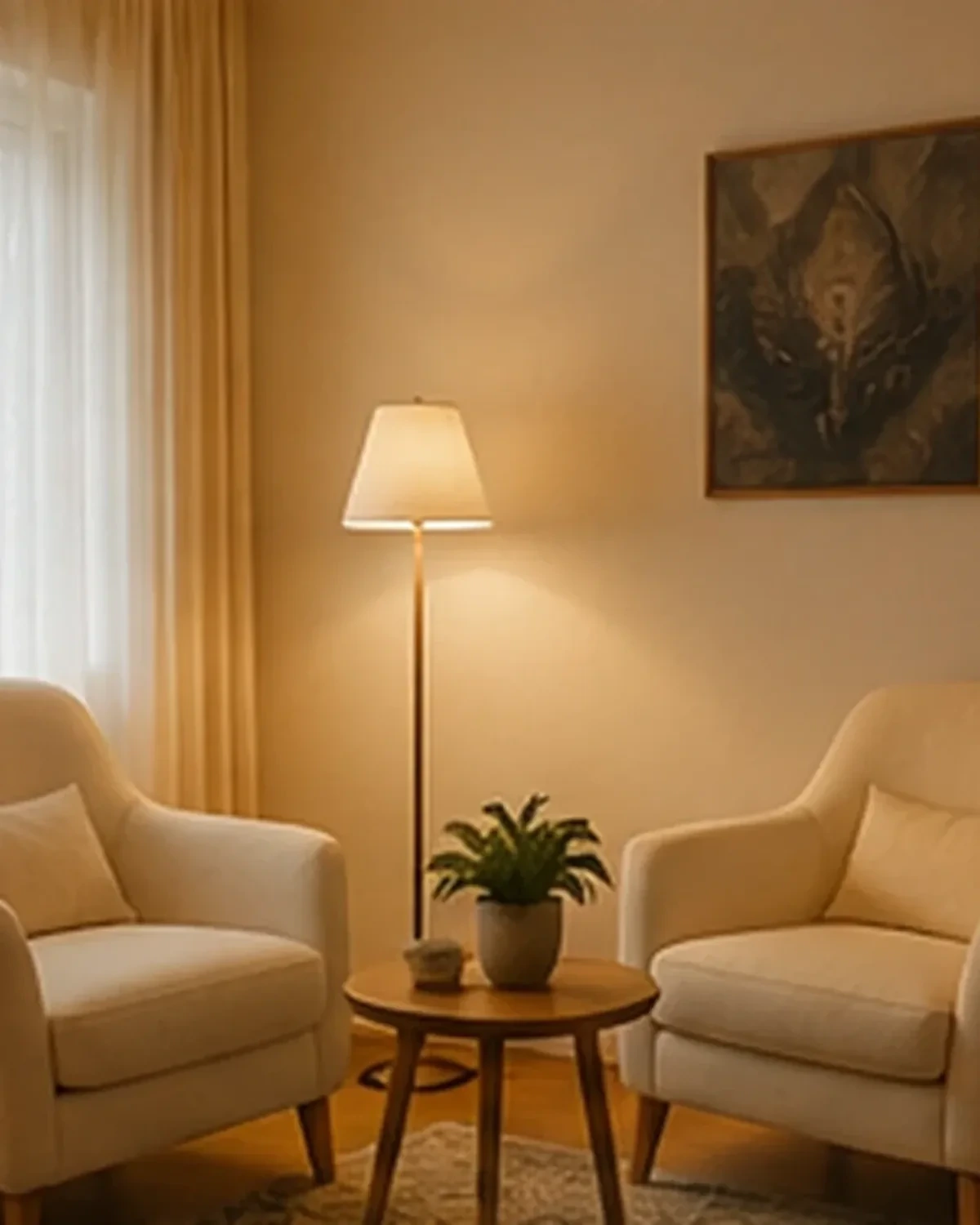 Sala de atendimento acolhedora — Espiritualidade com Responsabilidade